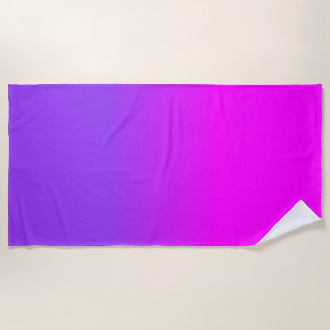 Serviette De Plage Teinte ombrée couleur néon violet et rose chaud (Devant)