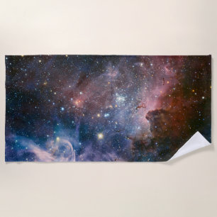 Serviette De Plage Télescope Nebula Hubble Carina Rouge et Bleu