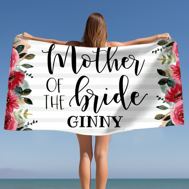 Serviette De Plage Témoin de mariage personnalisée pour la mère de la (Mother of the Bride Bachelorette Personalized Beach Towel)
