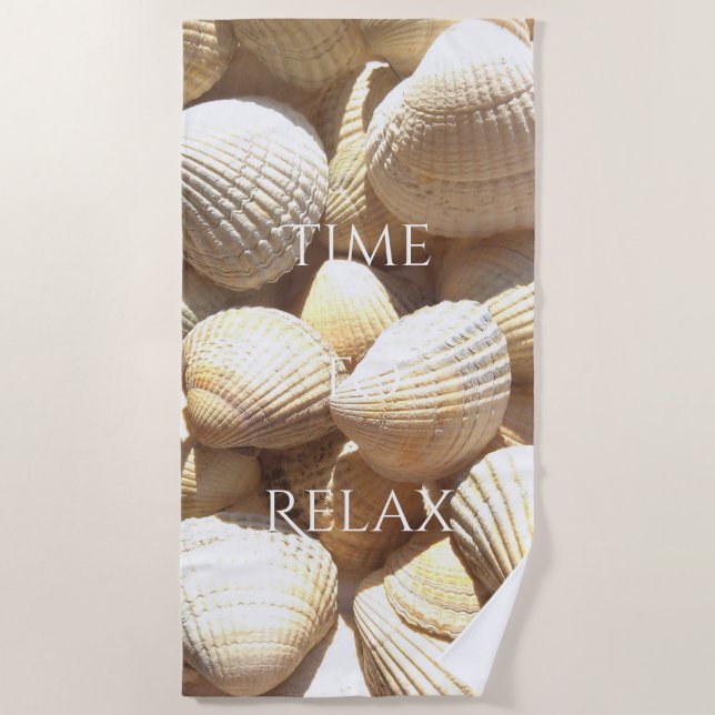 Serviette De Plage Temps de se détendre ou votre texte Sea Shells Bea (Devant)