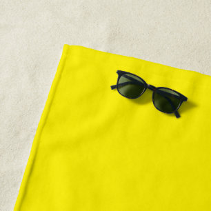 Serviette De Plage Tendance Couleur Solide Jaune Modèle Personnalisé