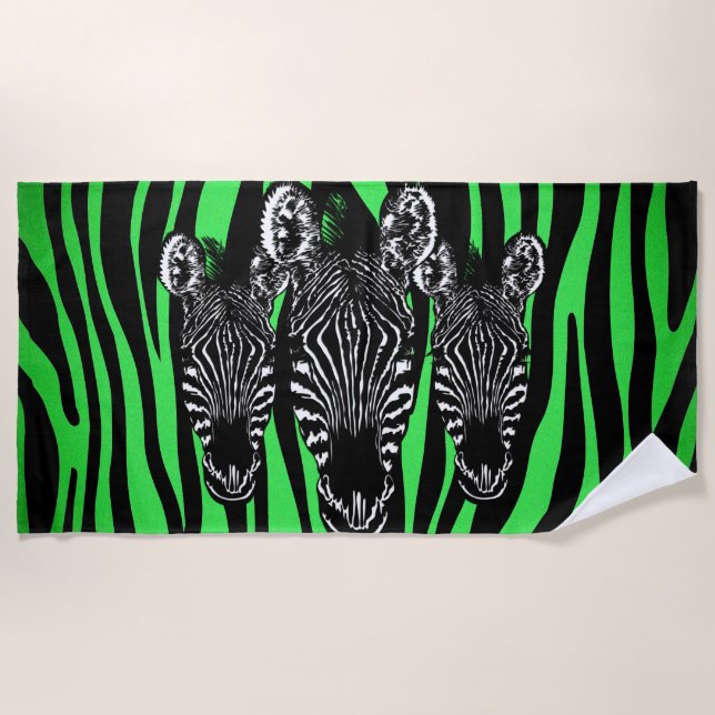 Serviette De Plage Tendance Lime Zebra Herd sur Zebra Imprimer (Devant)