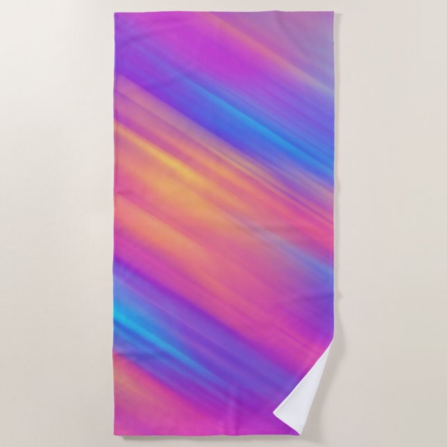 Serviette De Plage Tendance Neon bleu clair rose jaune Abstrait (Devant)