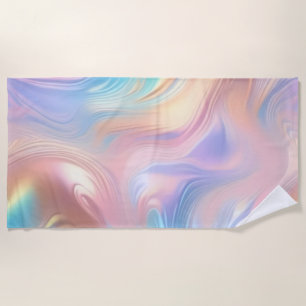 Serviette De Plage Tendance pastel rose bleu jaune abstrait vagues
