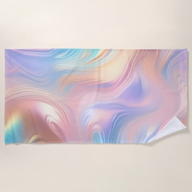 Serviette De Plage Tendance pastel rose bleu jaune abstrait vagues (Devant)