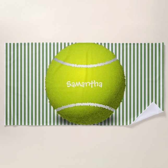 Serviette De Plage Tennis Ball Stripes Design Plage Serviette (Devant)