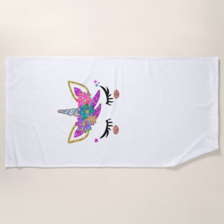 Serviette De Plage Tenue de fête d'anniversaire de licorne mignonne