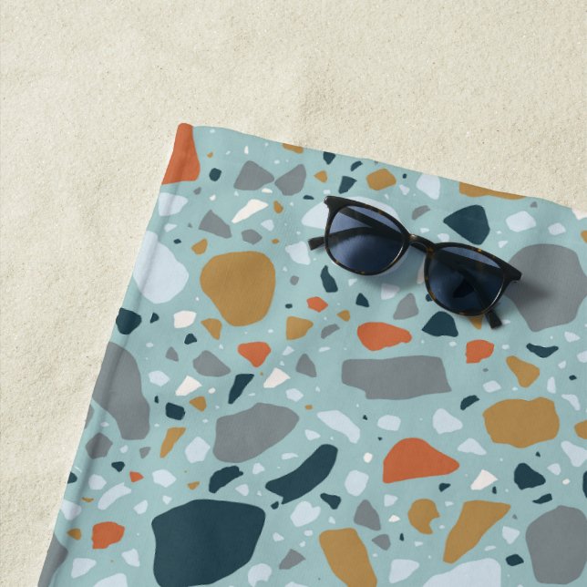 Serviette De Plage Terrazzo En Bleu (En situation)