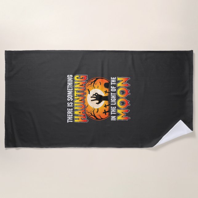 Serviette De Plage Terreur de la Lune de Cimetière d'Halloween (Devant)