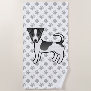 Serviette De Plage Térrier Jack Russell à poil lisse noir et blanc