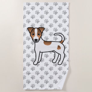 Serviette De Plage Terrier Russell Parson à poil lisse blanc et feu