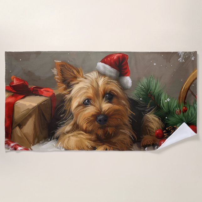 Serviette De Plage Tervier Australien Fête de Noël Festive (Devant)
