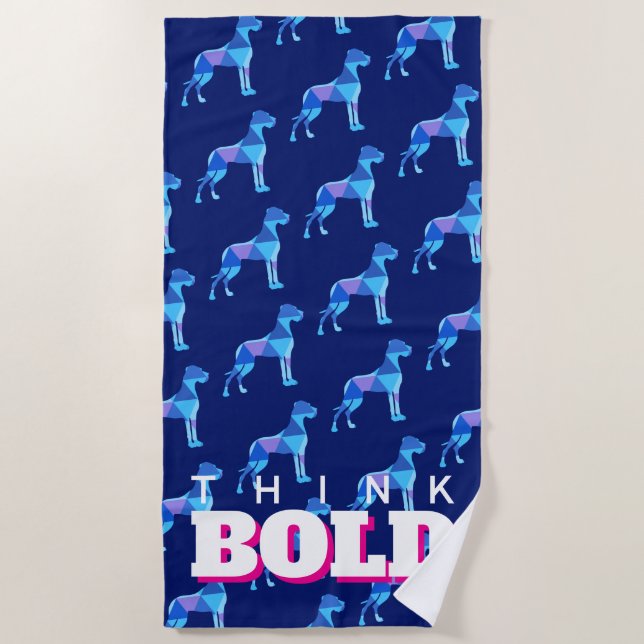 Serviette De Plage Tête de Dogue Allemand  (Devant)