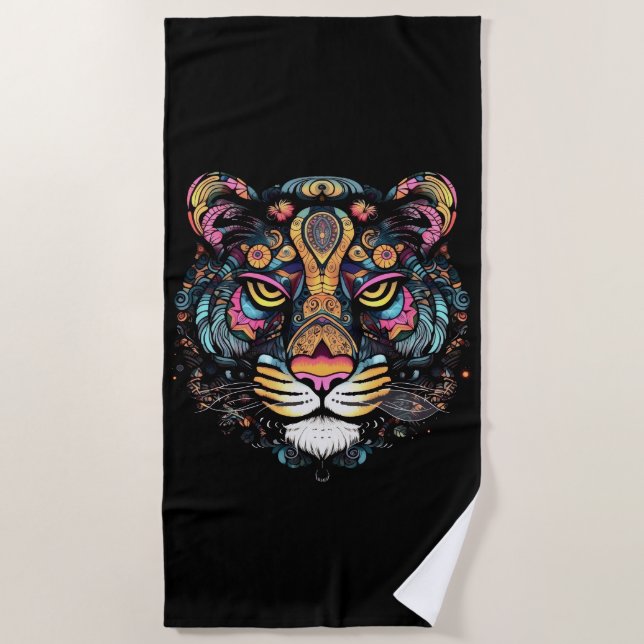 Serviette De Plage Tête de Tigre Incroyable  (Devant)