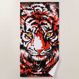 Serviette De Plage Tête de tigre rouge réaliste - Tiger Beach Towne
