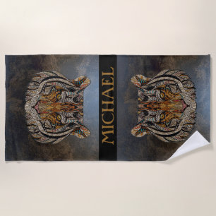 Serviette De Plage Tête de tigre, visage, aspect cuir