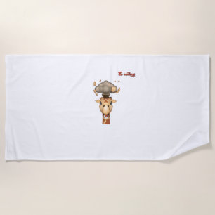 Serviette De Plage tête émoji explosant visage de girafe