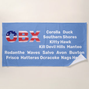 Serviette De Plage Texte d'indicateur OBX avec villes