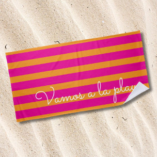 Serviette De Plage Texte orange rose d'été coloré