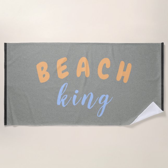 Serviette De Plage Texte personnalisé bleu Peach King Beach (Devant)