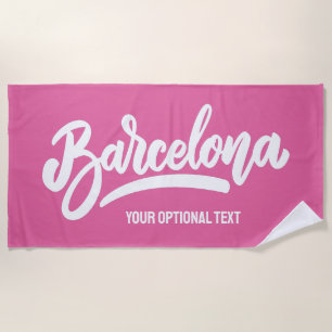 Serviette De Plage Texte personnalisé et couleur Barcelone