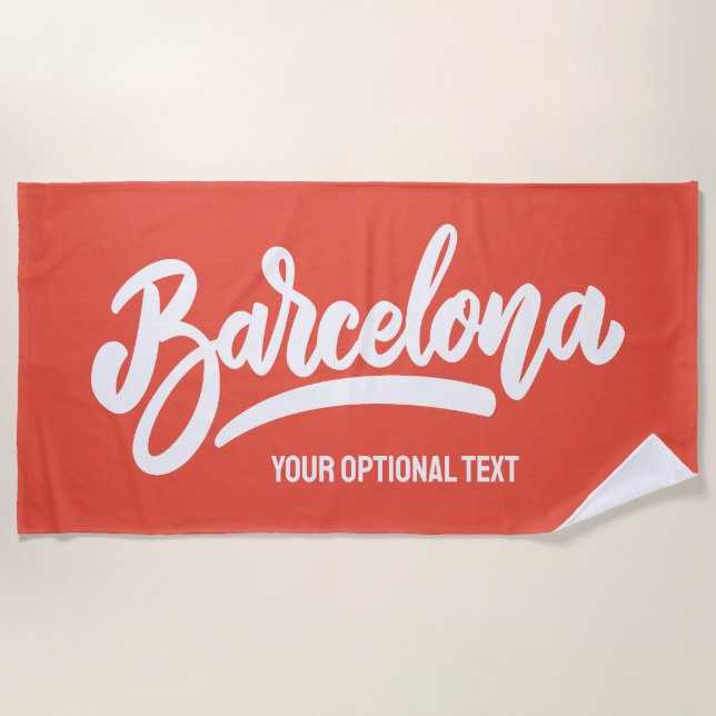 Serviette De Plage Texte personnalisé et couleur Barcelone (Devant)