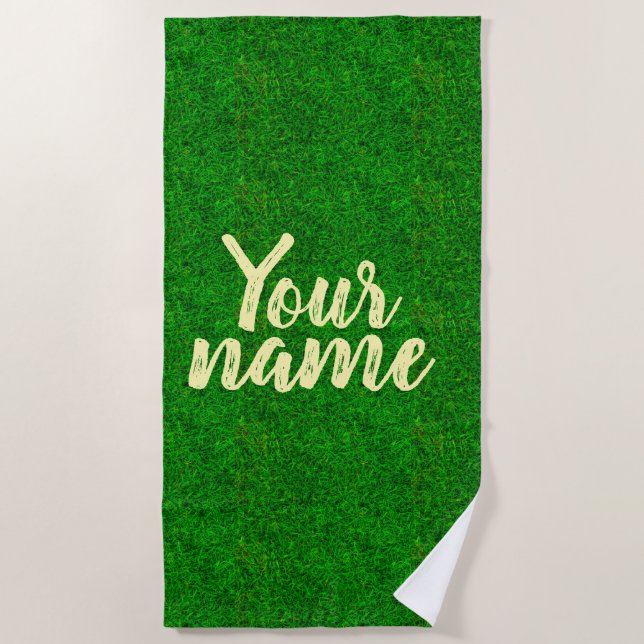 Serviette De Plage Texture d'herbe verte d'un terrain de football (Devant)