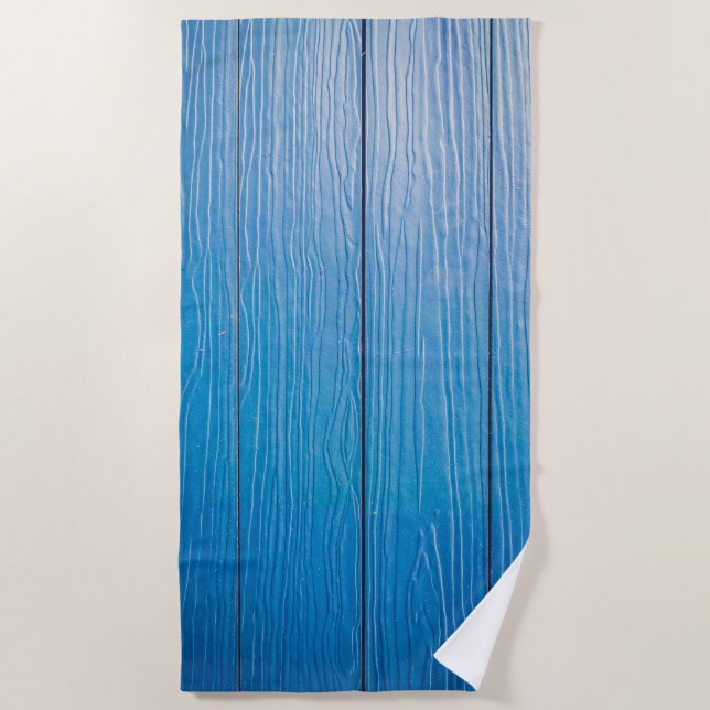 Serviette De Plage Texture en bois bleu (Devant)