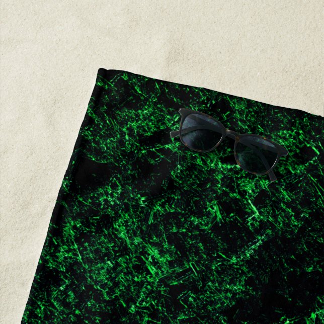Serviette De Plage Texture vert foncé, éponge détruite ou corrodée (En situation)