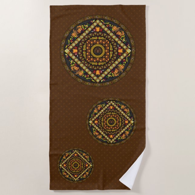 Serviette de plage Thanksgiving Icons (Devant)