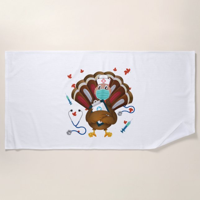 Serviette De Plage Thanksgiving Scrub Tops Femmes Turquie Nurda Holid (Devant)