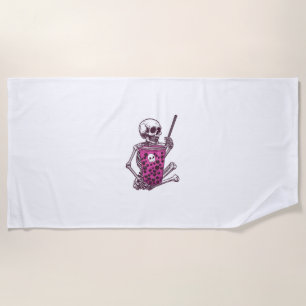Serviette De Plage Thé bulle de squelette d'Halloween