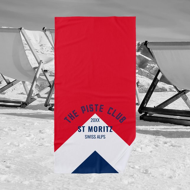 Serviette De Plage The Piste Club Red Navy Peak Custom Hiver Ski (Créateur téléchargé)