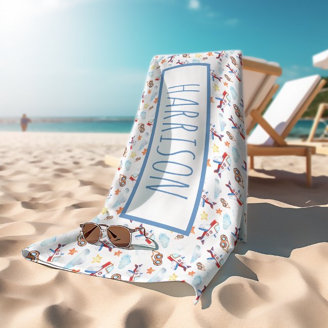Serviette De Plage Thème Avion Personnalisé (Créateur téléchargé)