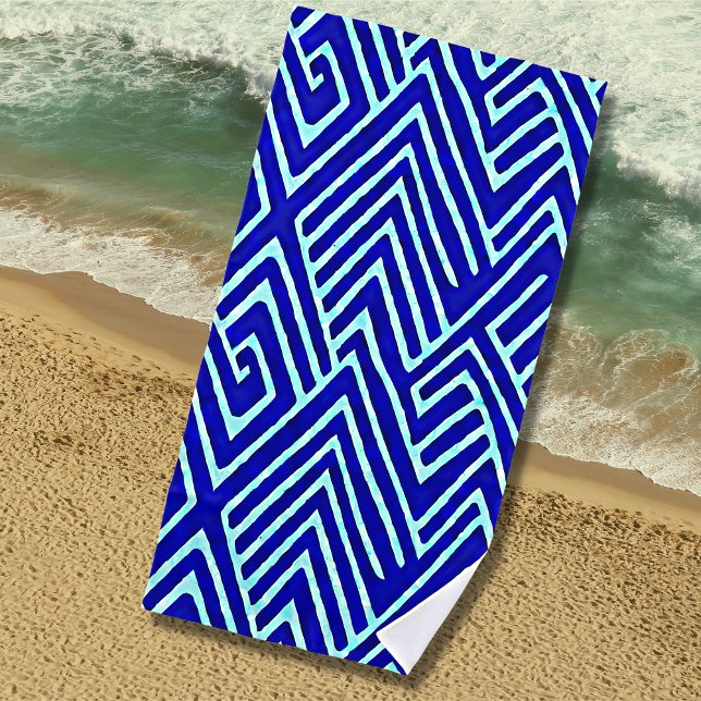 Serviette De Plage Thème Blue Surf Géométrique Abstrait (Créateur téléchargé)