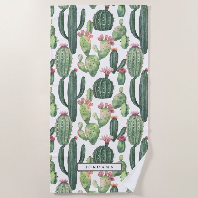 Serviette De Plage Thème Cacti Desert Personnalisé (Devant)