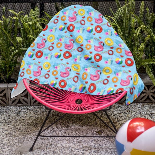 Serviette De Plage Thème de fête de piscine amusant (Créateur téléchargé)