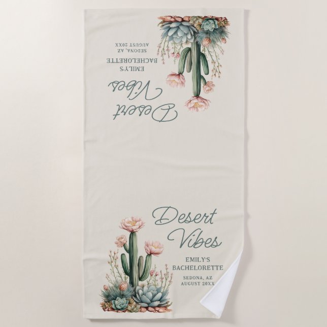 Serviette De Plage Thème Désert pour Enterrement de Vie de Jeune Fill (Devant)