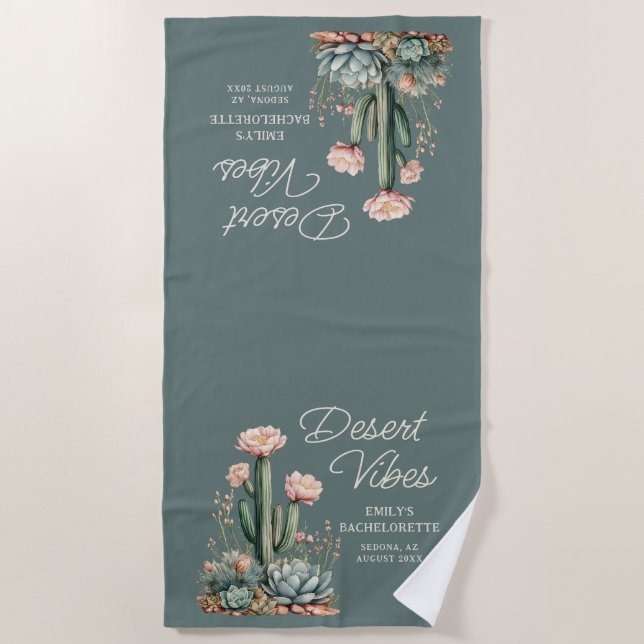 Serviette De Plage Thème Désert pour Enterrement de Vie de Jeune Fill (Devant)