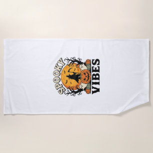 Serviette De Plage Thème fantôme d'Halloween Citrouille Sorcière Vint