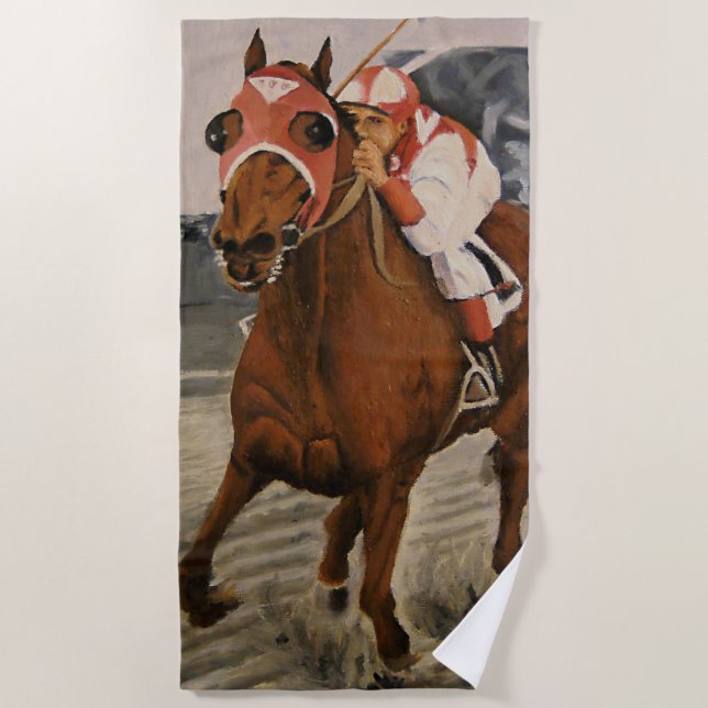 Serviette De Plage Thoroughbred Horse Gagne La Course (Devant)