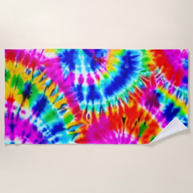 Serviette de plage Tie Dye arc-en-ciel (Devant)