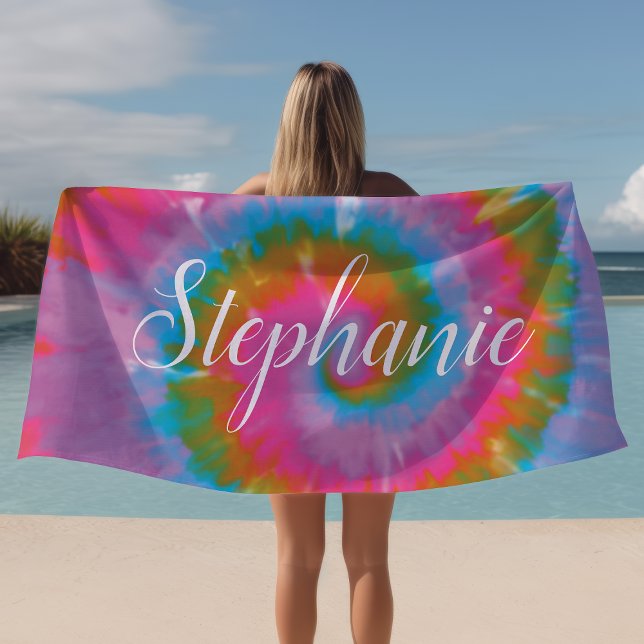 Serviette De Plage Tie Dye Swirl Abstrait été personnalisé (Créateur téléchargé)