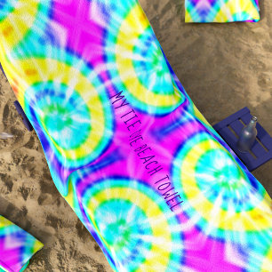 Serviette De Plage Tie Dye Trippy Hippie Super Custom Beach Towne
