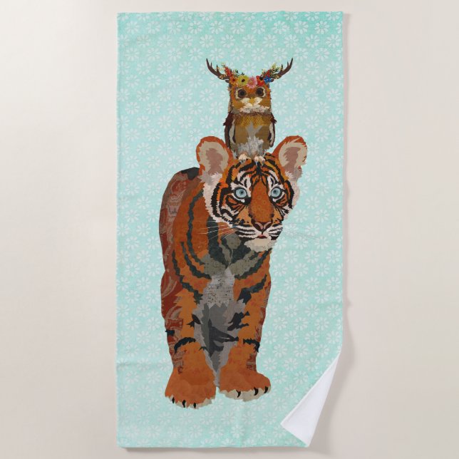 SERVIETTE DE PLAGE TIGER & ANTLER OWL (Devant)