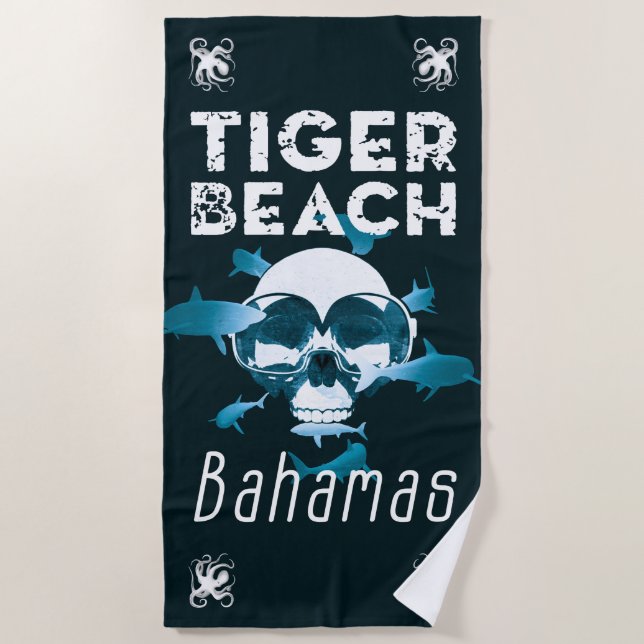 Serviette De Plage Tiger Beach Bahamas Shark Diving (Devant)