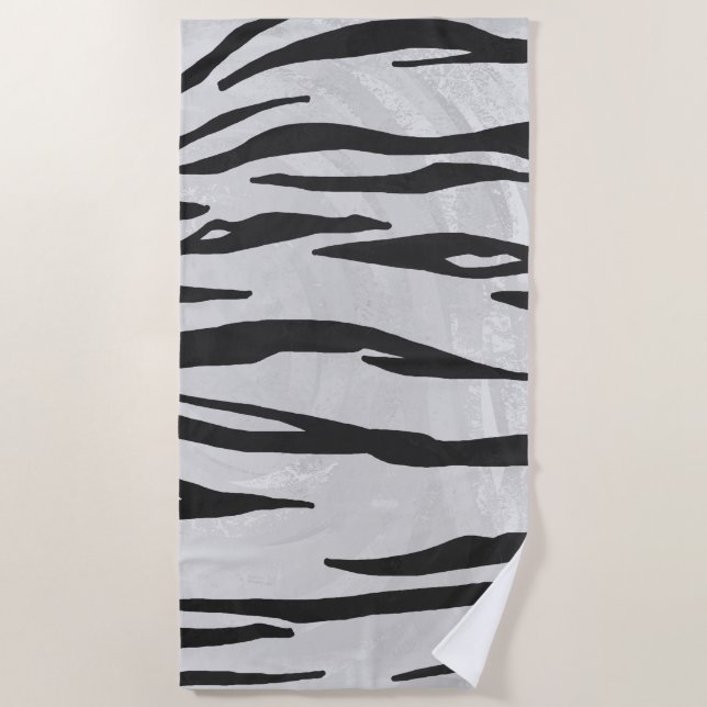 Serviette De Plage Tiger noir et blanc (Devant)