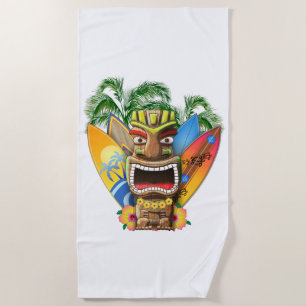 Serviette De Plage Tiki hawaïen surfant