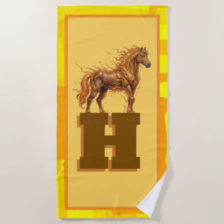 Serviette De Plage Timbre Sauvage – Art de Chevaux Majestueux en Cour