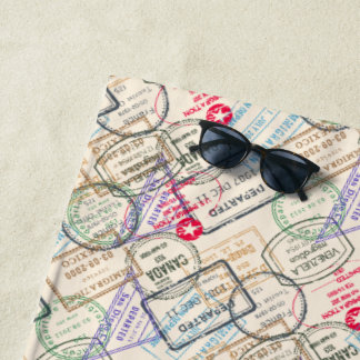 Serviette De Plage Timbres de passeport sur le thème du voyage